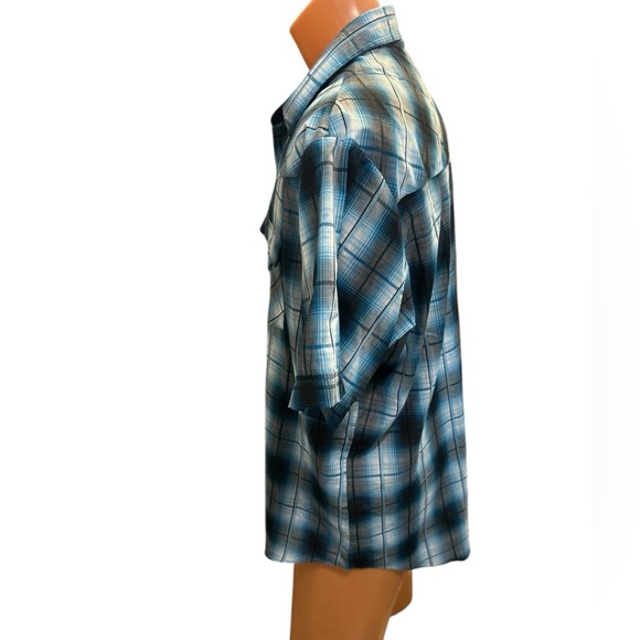 Ely Cattleman Men’s Button Front Shirt Size XL Pearl Snap Blue & Black Plaid SS. - Picture 3 of 10